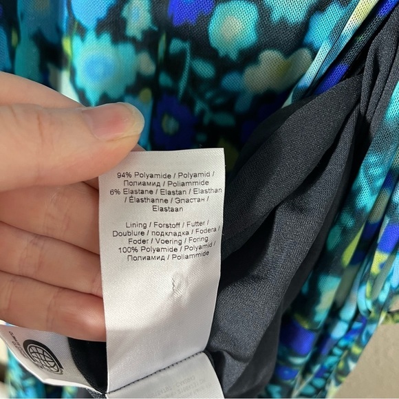 GANNI Floral Print Stretch Mesh Long Sleeve Maxi Wrap Dress - Picture 11 of 13